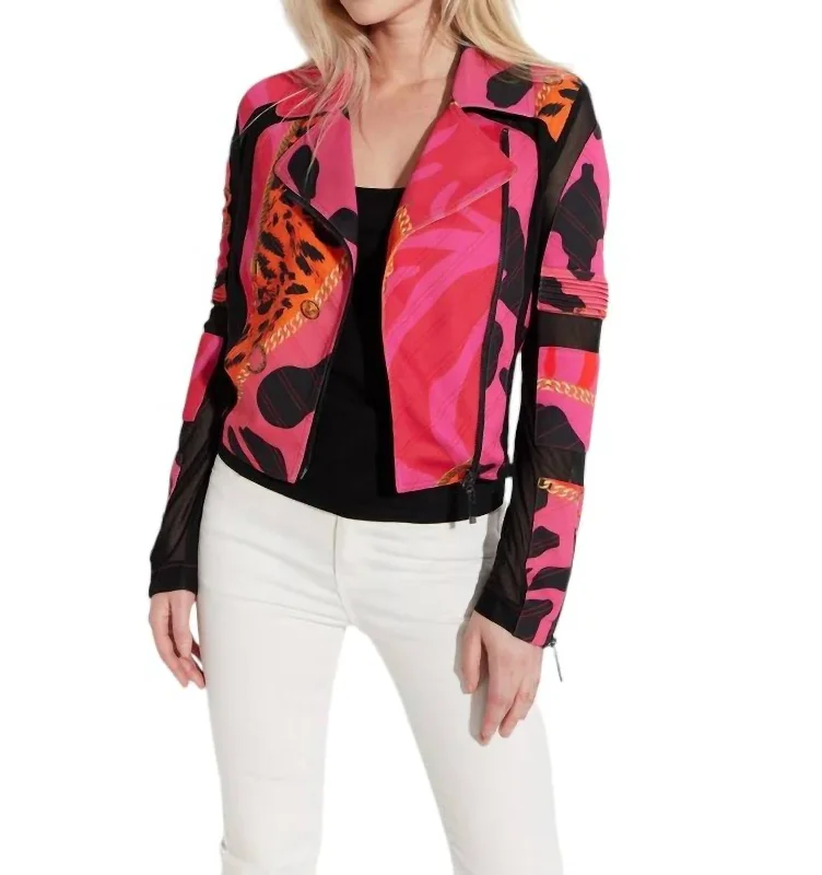 Big Discounts Zip Front Scuba Mesh Jacket In Fuchsia