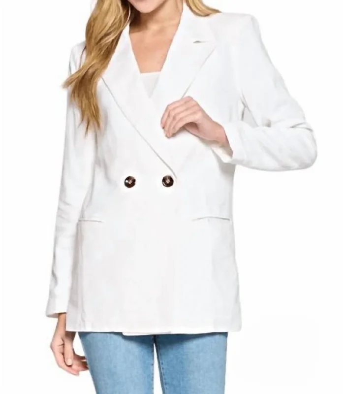 Limited Time Nicole Linen Blazer In White