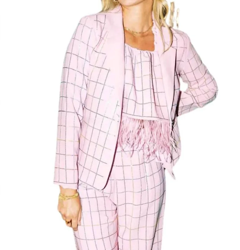 Massive Savings Plaid Blazer In Pink