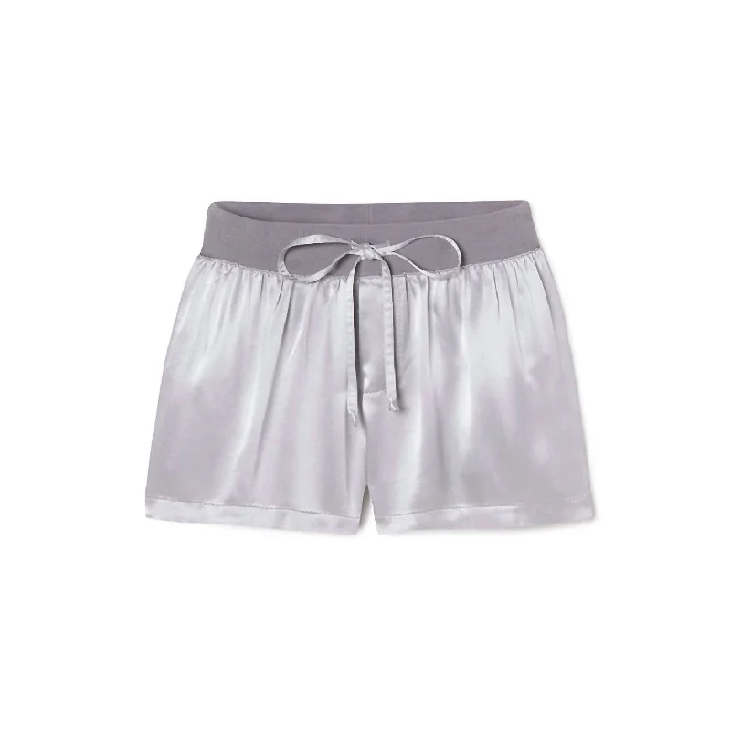 Discover Now Mikel Satin Boxer Short With Draw String In Dark Silver