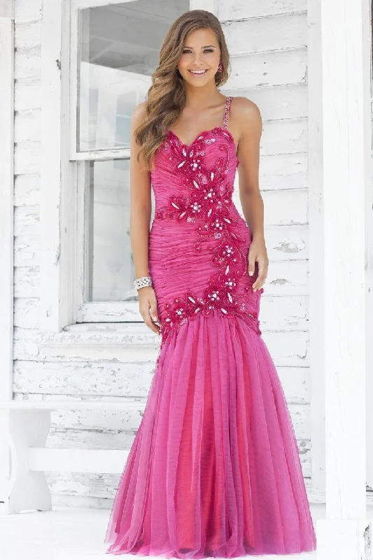 Graceful Fashion Blush by Alexia Designs - 9335SC Sleeveless Pleated Floral Long Gown