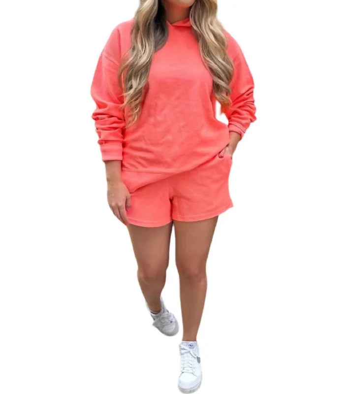 Your Timeless Wardrobe Awaits Darya Luxe Corded Shorts In Coral