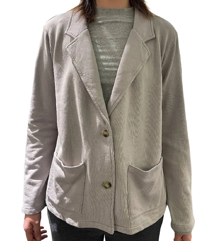 Elegant Styles French Terry Blazer In Silver