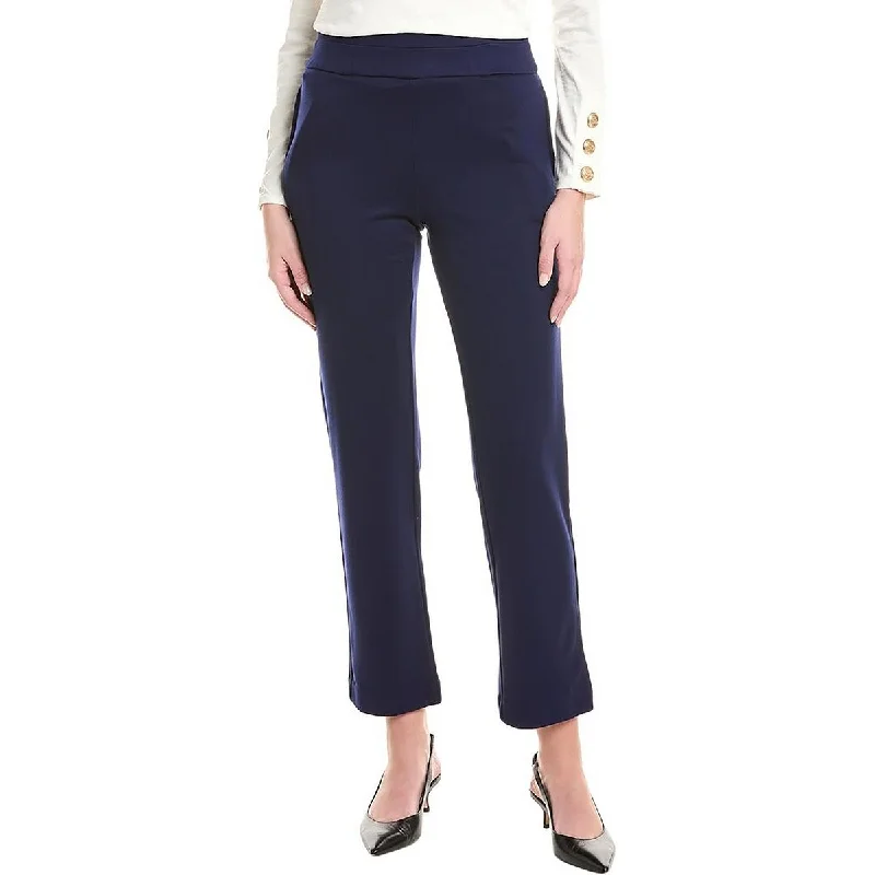 Playful Elegance Womens Solid Viscose Straight Leg Pants