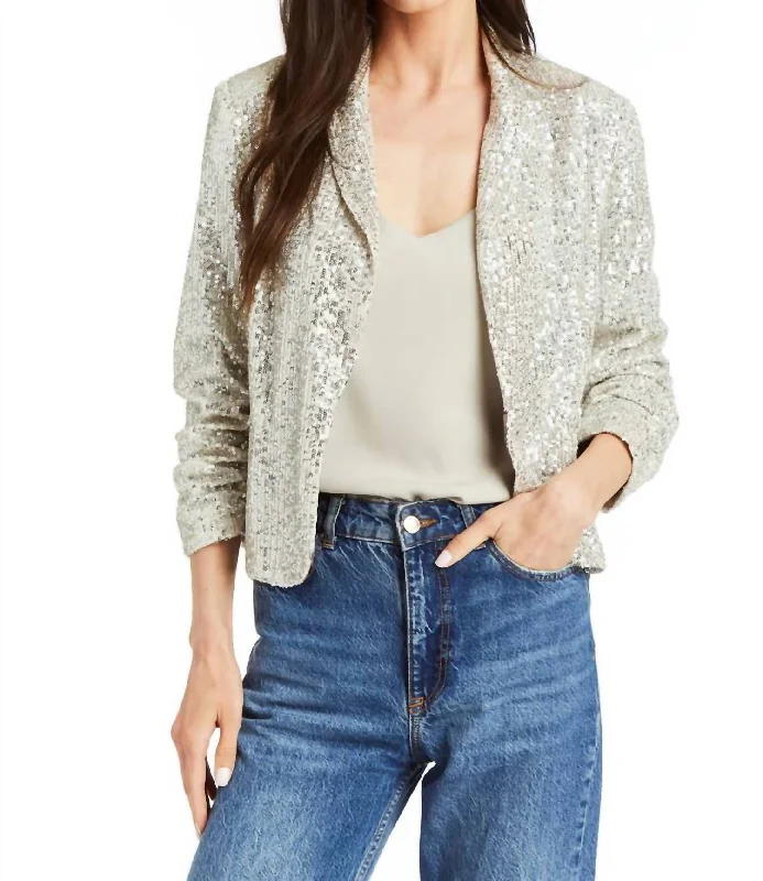 End Of Season Clearance Suzie Sequin Blazer In Stone