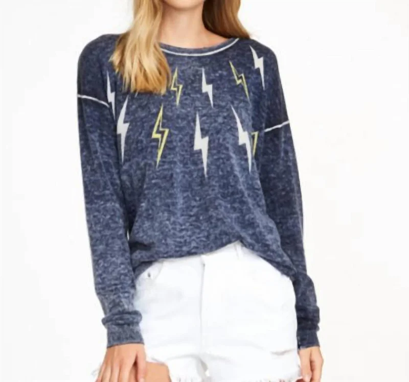 Eclectic Fashion Lightening Bolt Sweater In Inked