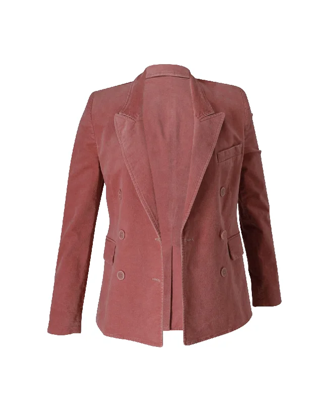 Pastel Styles Isabel Marant Etoile Double Breasted Blazer Jacket in Pink Velvet