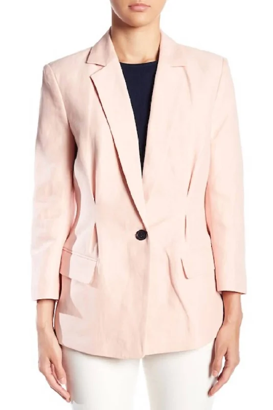 Stylish Statements Lian Rose Blush Linen Blazer