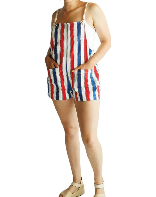 Casual Chic Trude Romper In Yacht Club Stripe Denim