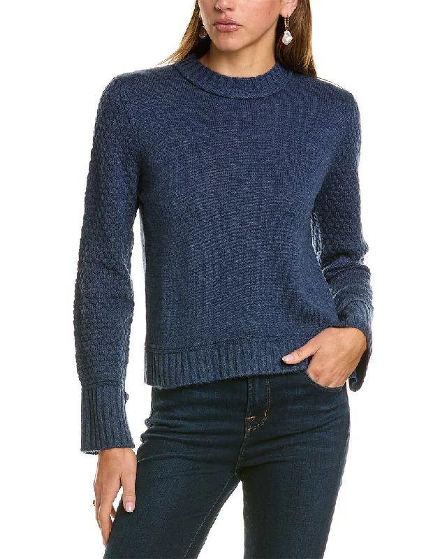 Additional Time-Limited Offers Hannah Rose Raised Diamond Sleeve Wool & Cashmere-Blend Sweater