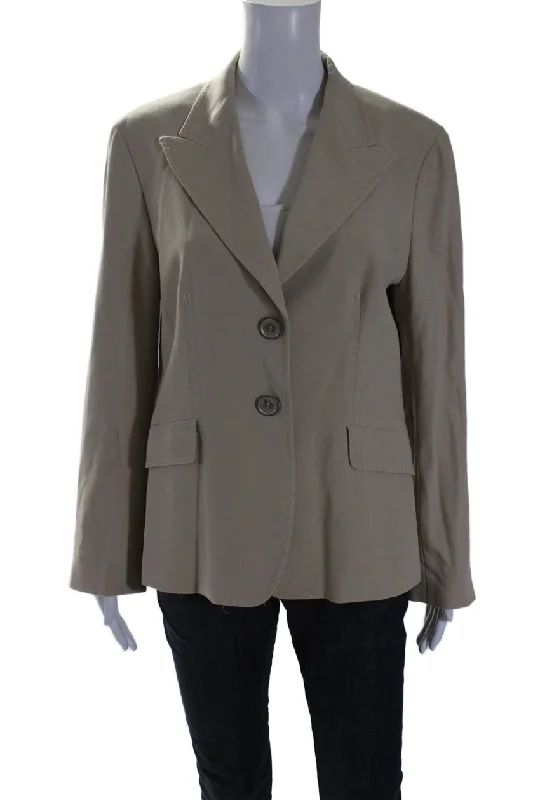 Modern Casual Clothing Max Mara Women's Collared Long Sleeves Line Two Button Blazer Beige