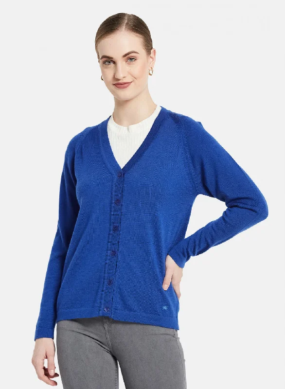 Alluring Design Women Blue Solid Cardigan