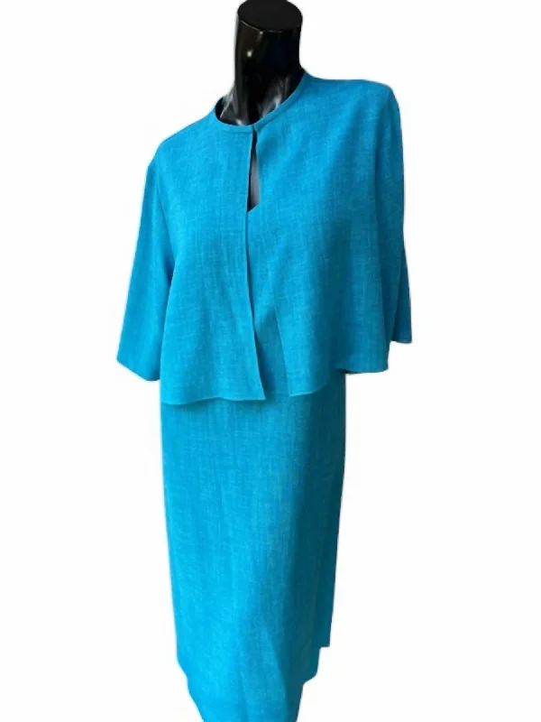 Seasonal Sale 3/4 Sleeve Jacket In Cyan