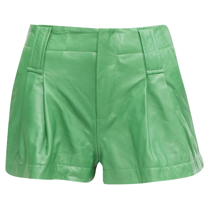 Innovate Your Wardrobe Ganni Lambskin Leather High Waist Flared Shorts