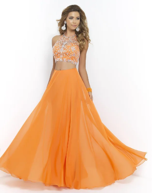 Laid-Back Elegance Blush by Alexia Designs - 9935SC Beaded Halter Two Piece Evening Gown