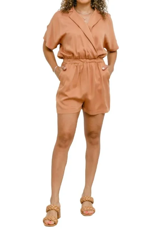 Sporty Streetwear Midtown Romper In Caramel