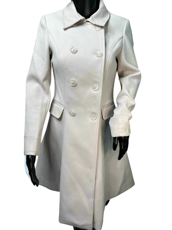 Art Deco Geometric Pattern Look Marilyn Double Breasted Coat In Cream