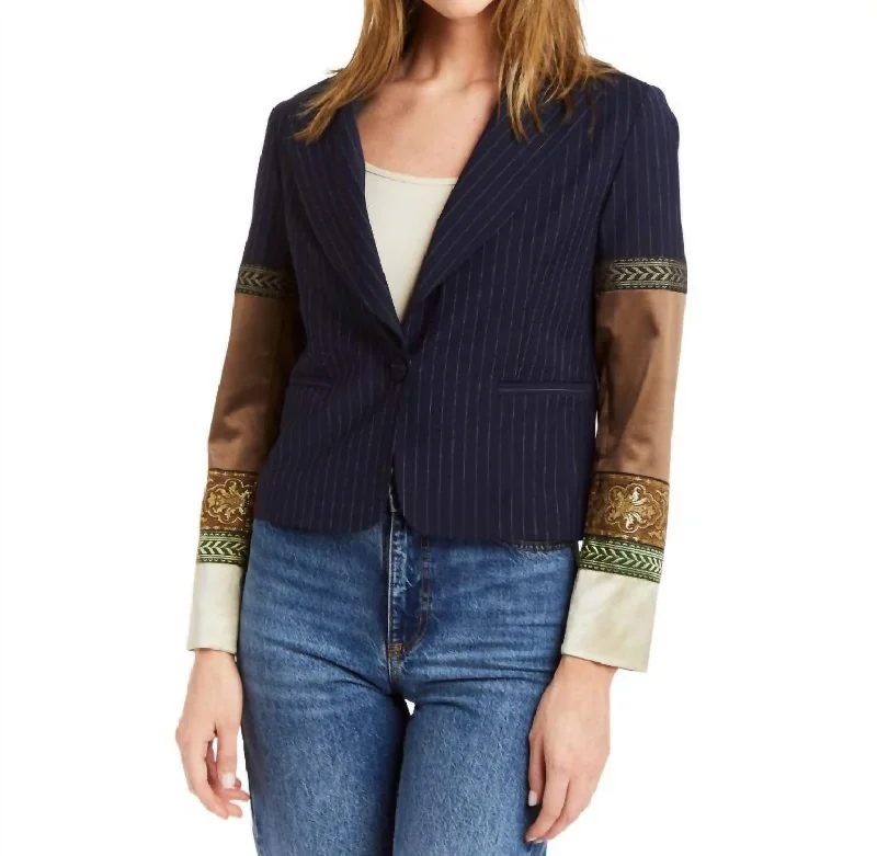 Modern Casual Clothing Blossom Blazer In Moroccan  Stripe Navy