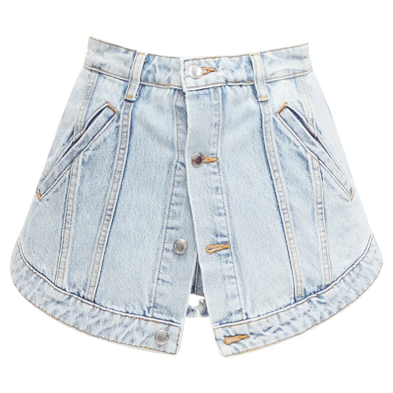 Versatile Wardrobe Essentials Alexander Wang Washed Cotton Layered Skort High Waist Cutaway Shorts