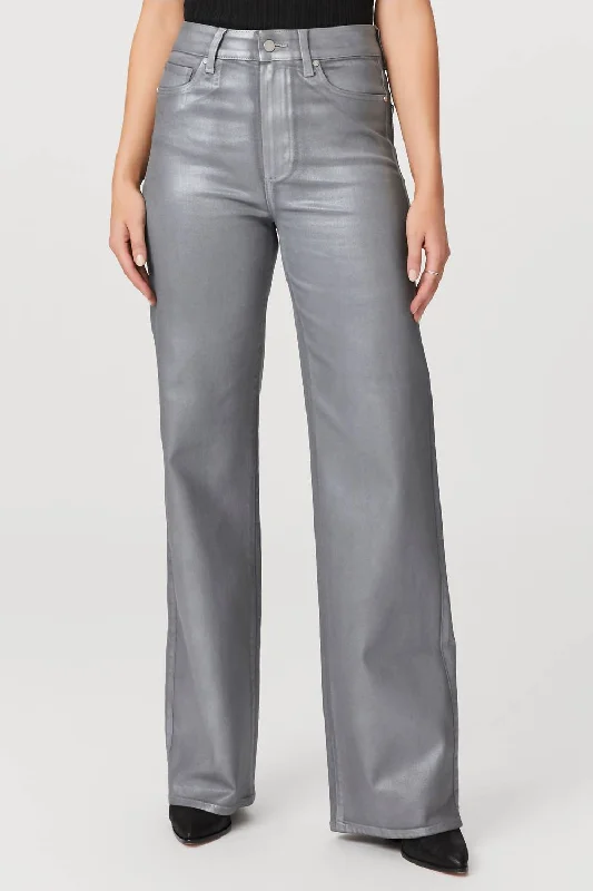 From Casual To Classy Sasha Pant In Silver Shimmer Luxe Coating