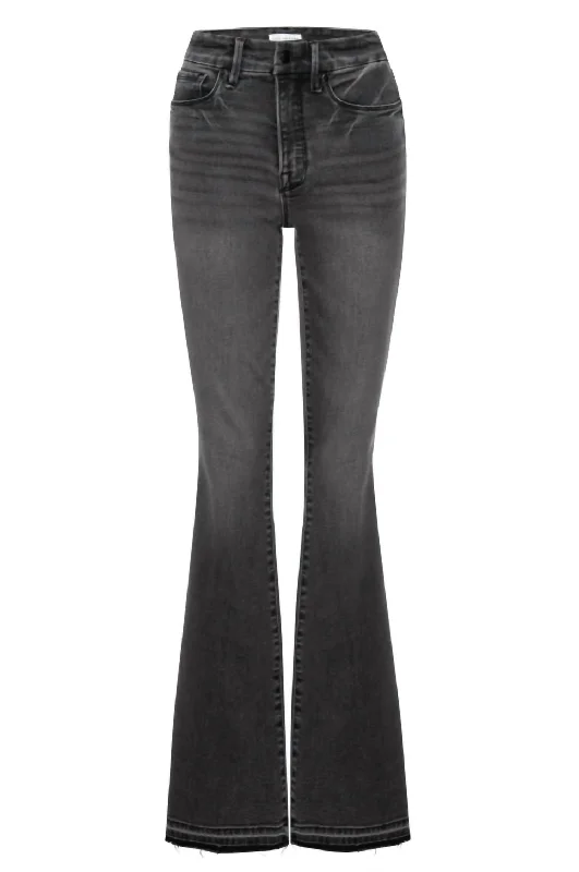 Casual Chic Women's Flare Released Hem Jeans In Black