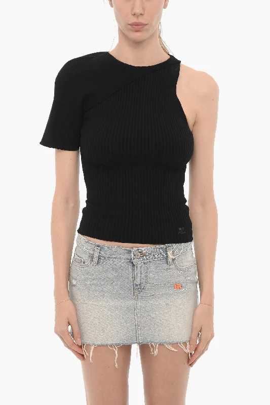 Summer Essentials Courreges Ribbed One-Shoulder Sweater