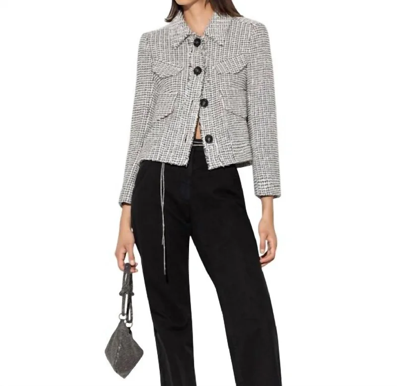 Chic Wardrobe Cropped Tweed Jacket In Black, White