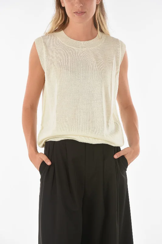 Budget Friendly Fashion Ixos Knitted CURLIN Tank Top with Ribbed Hems