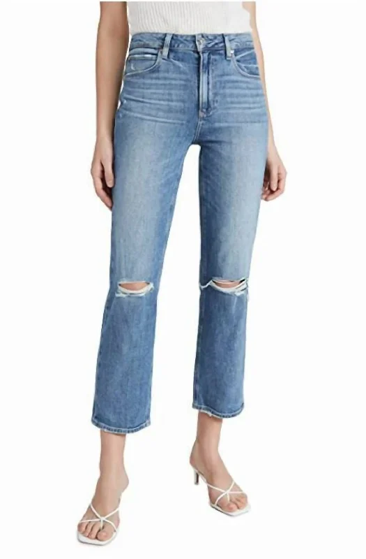 Elegant Style Sarah Solera Destructed Wash High Rise Crop Jeans In Blue