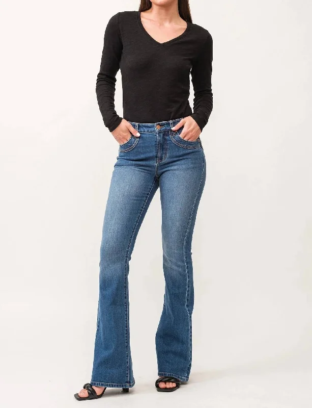 Effortless Style, Endless Impact Laney Mid Rise Flare Jeans In Hugger