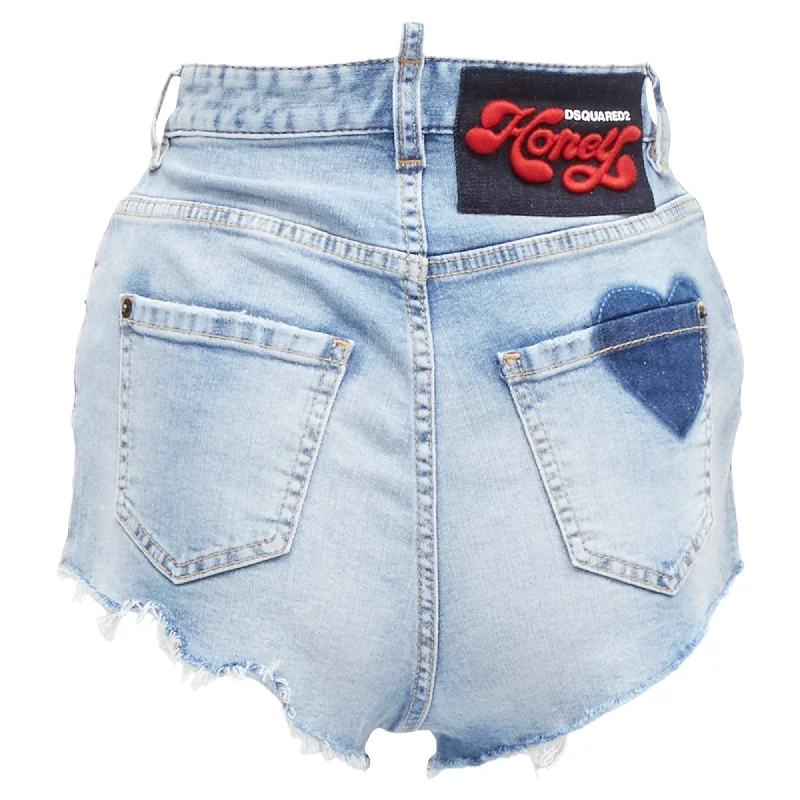 Fashion For Every Occasion Dsquared2 honey heart washed denim leopard lined hot pants