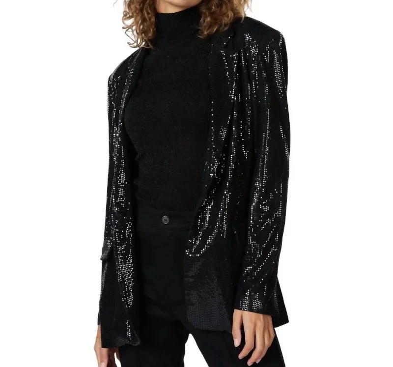 Seize Bargains Sequin Blazer In Black