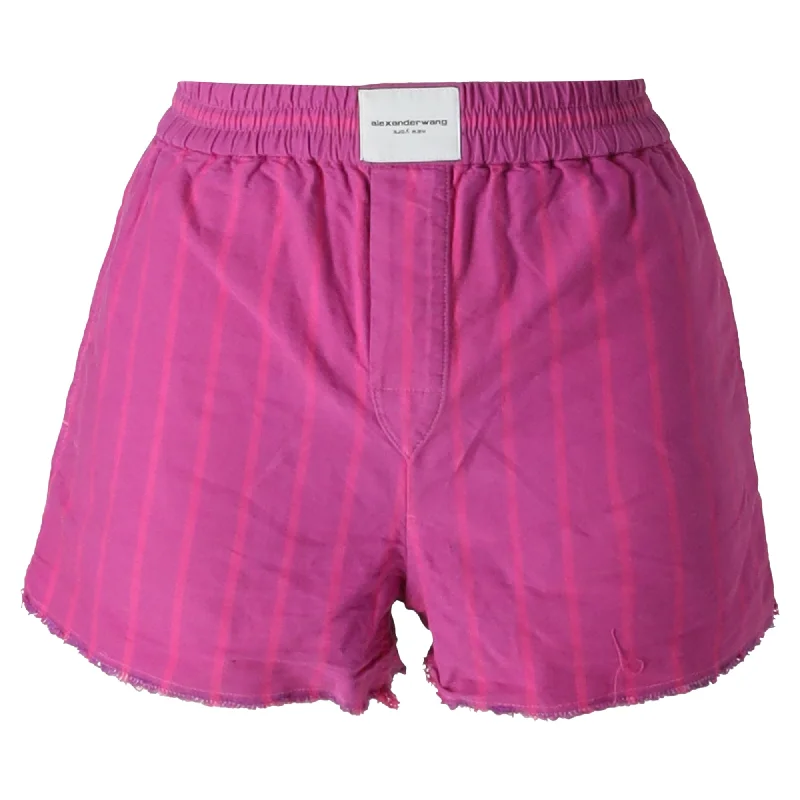 Chic & Cozy Apparel Alexander Wang Logo Striped Shorts in Pink Cotton