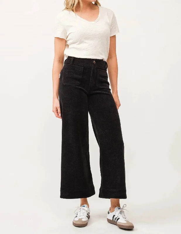 Trendsetter's Closet Audrey High Rise Wide Leg Pants In Black Chenille