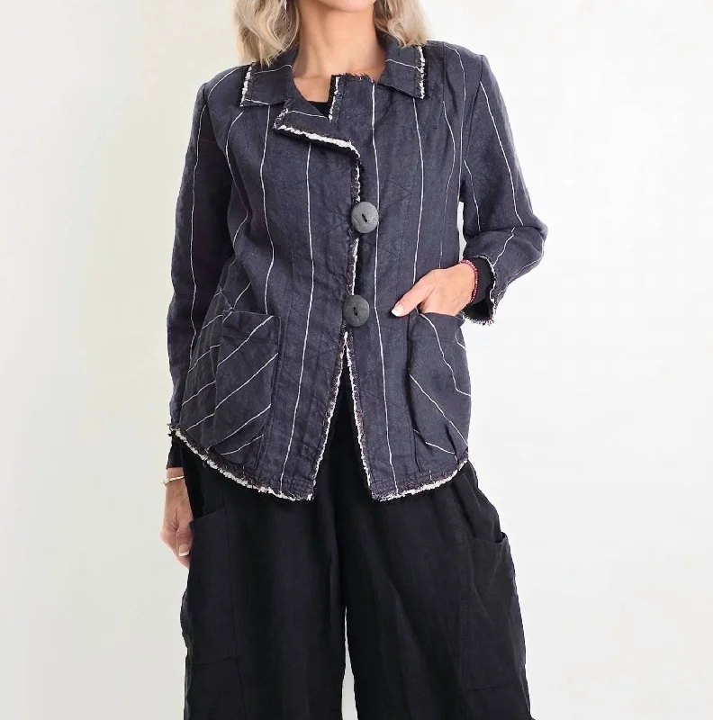 Trend Setting Wardrobe Stripe Linen Jacket In Striped