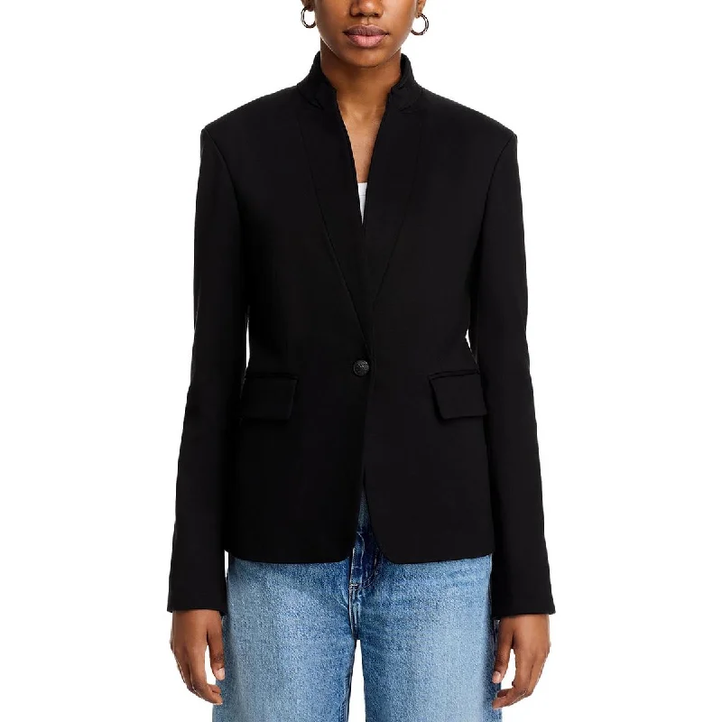 Everyday Basics Womens Solid Viscose One-Button Blazer