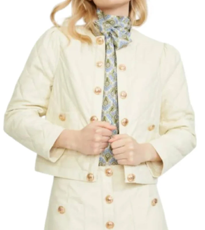 Flash Sale, Don't Miss Vegan Leather Quilted Jacket In Cream