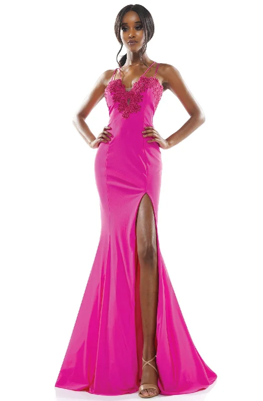 Gift Ideas Colors Dress - Strappy Trumpet Gown with Slit 2302S