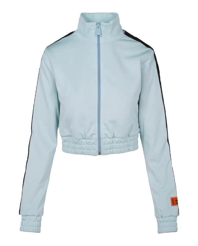 Chic Wardrobe Logo Paneled Cropped Track Jacket