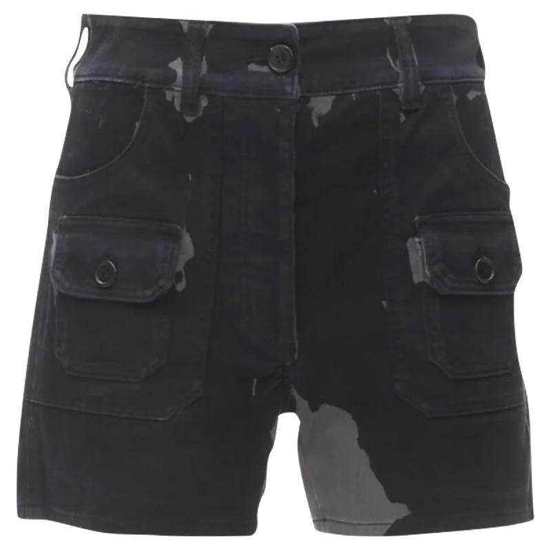 Fashion Frontiers Prada camo denim triangle logo cargo pocket shorts