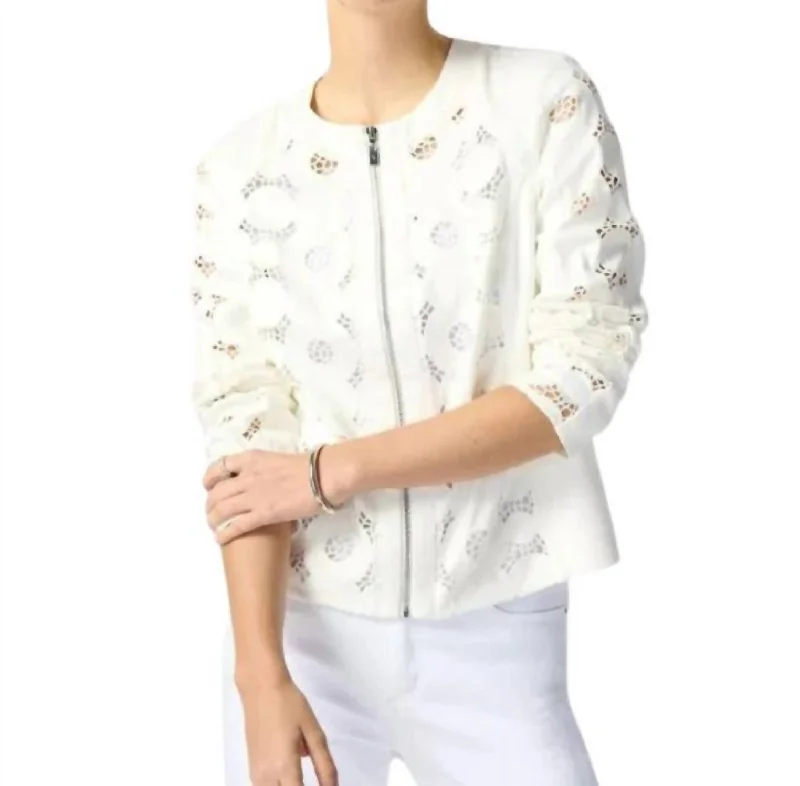 Seasonal Style Discounts Foiled Suede Laser Cut Jacket In Vanilla