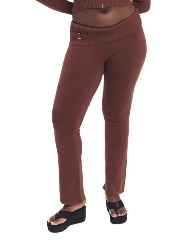 Valentine's Special Fleur Cloud Knit Low Rise Pant In Chocolate