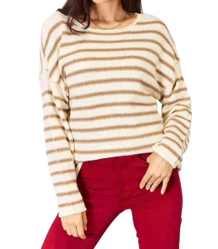 Summer Splash Sale Chic Striped Boat Neck Sweater