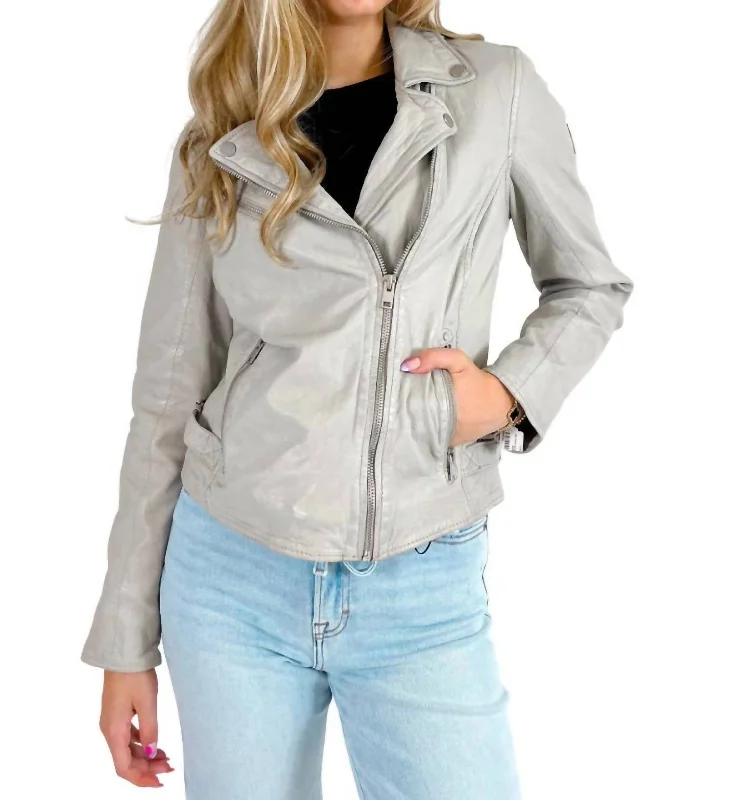 Minimalist Style Sofia Leather Jacket In Off White