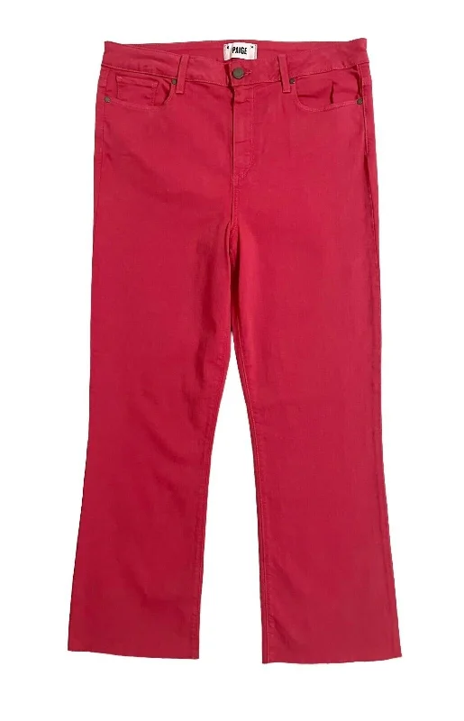 Chic Styles Women's Relaxed Rory High Rise Straight Leg Red Raw Hem Crop Jeans