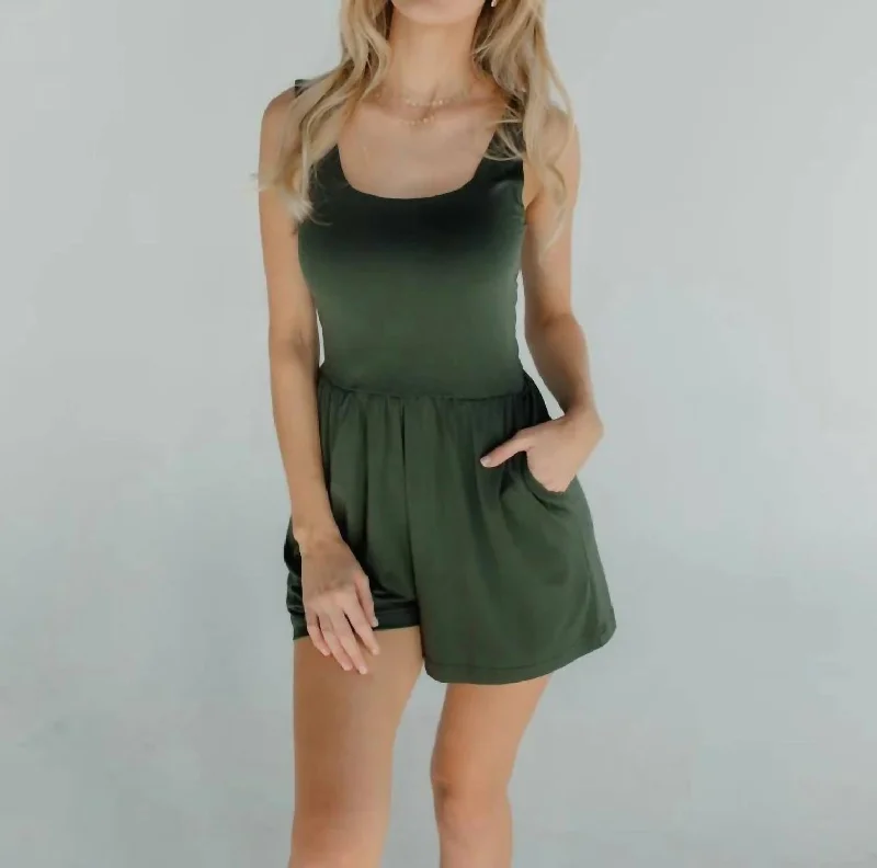 Trendy Street Style Clothing Camila Tank Romper In Green