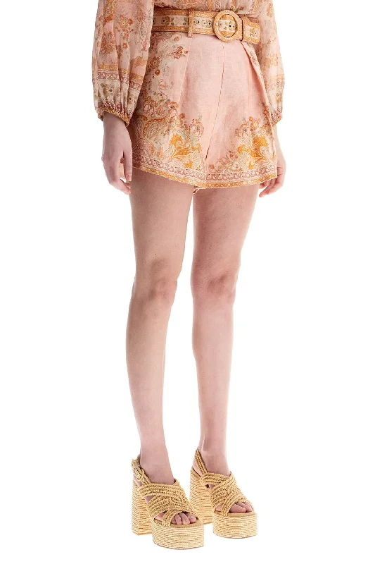 Casual Chic Clothing Zimmermann High-Waisted Floral Cream Linen Shorts