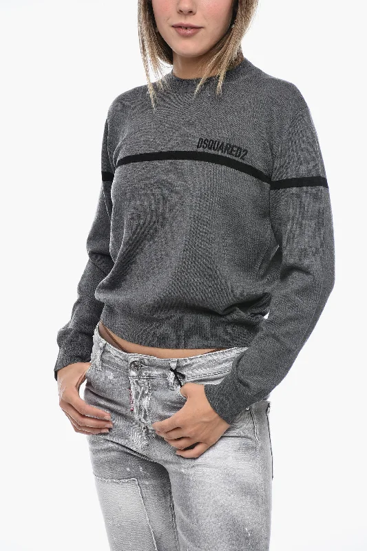 Essentials On Sale Dsquared2 Virgin Wool Pullover with Embroidered Logo