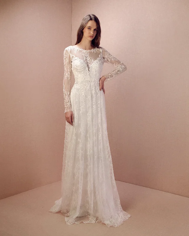 Exclusive Sale Lace Long-Sleeves Gown