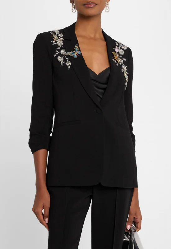 Women's Urban Fashion Women's Diamond Vines Khloe Blazer Beaded Jacket In Black